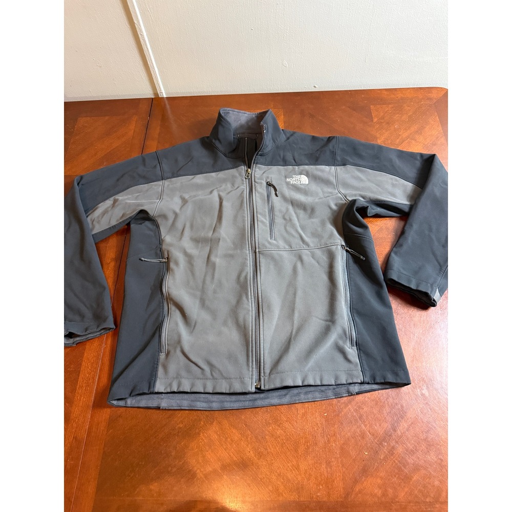 The North Face Apex Bionic Softshell Jacket Mens Medium Grey Black Full Zip